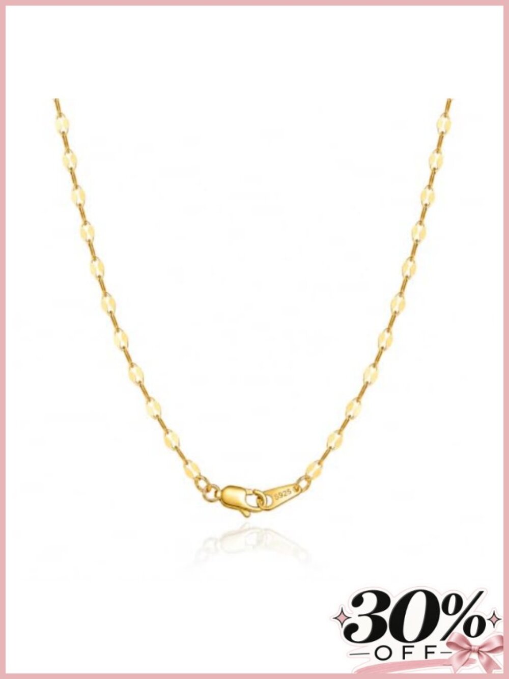 18K Gold Plated 925 Sterling Silver Chain Necklace for Women Dainty Layering